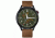 Mens M44 Series Watch,44mm,Green Dial,Black Bezel,Brown Leather Strap