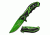 Mtech Folding Blade, 3.5in, Stainless Steel Blade, Aluminum Two Color Green And Black Anodized Handle MT-A907GN