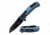 Mtech MT-A1039BL Spring Assisted Knife, 3.5in, 3CR13 Stainless Steel, Sheepsfoot Point, Black Blade, Aluminum Handle, Blue/Black, MT-A1039BL