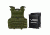 NcSTAR Expert Plate Carrier Vest w/Two 8x10in Rectangle Cut Soft Ballistic Panels, Green, Extra Small - Small BSCVPCVXC2963G-A