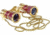Lascala Optics Carmen Opera Glasses, Flashlight and Chain, Burugundu Body, Golden Rings LSCFL-03