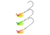Northland Stand Up Fire Ball Long Shank Jig, 1/4 oz Number 2/0 Long Shank Hook, Assorted Tri Tones, 3 Card, FBSLS4-3-99T
