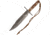 OldForge Damascus Hunter Fixed Blade Knife, 12in Overall, 7.5in Damascus Steel Clip Point Blade, Stag Bone Handle, Damascus Guard, Brown Leather Lanyard, Brown Leather, CT278 CHANGE TO OF041