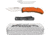 Outdoor Edge Cutlery Razor Carry W/ Flashlight &amp; Tin 2 Blades Folding Knife, 3 in Blade, Stainless Steel, Orange Handle, P24RX30FL2T