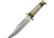 Pakistan Bowie Bone Handle Knife, 6.25 satin finish stainless clip point blade, Bone and black pakkawood finger grooved handle, 203412-BO