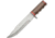 Pakistan Fixed Blade Knife, 12in Overall. 7.5in Satin SS Bowie Clip Point Blade, Brown Finger Grooved Wood Handle, Brown, 203380