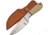 Pakistan Hunter Bone Brass Bolsters Fixed Blade Knife, 7.5in Overall, 3.5in Satin SS Drop Point, White Smooth Bone Handle, SS Guard, Brown Leather Belt Sheath, White, 203392