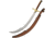 Pakistan Scimitar/Belly Dancing Sword, 34in Overall, 27in SS Blade, Wood Handle, Brass Guard And Pommel, Brown Leather Sheath, 901148