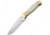Pakistan Skinner Bone Knife, 8.25in Overall, 4in Satin SS Drop Point, White Smooth Bone Handle, Brass Guard, Brown Leather Sheath, DH-8002