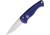 Piranha Knives Auto Fingerling Automatic Folding Knife, 2.5in, 154CM, Plain Blade, Mirror Finish, Blue Aluminum Handle, P-2B