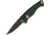 Piranha Knives Auto Fingerling Automatic Folding Knife, 2.5in, 154CM, Plain Blade, Black Finish, Green Aluminum Handle, P-2GT