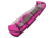 Piranha Knives Auto Fingerling Automatic Folding Knife, 2.5in, 154CM, Plain Blade, Mirror Finish, Black/Pink Anodized Aluminum Handle, P-2PK