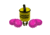 Powerflare PF-200 Softpack,  4 Safety Lights,Amber LED,Yellow Bag,6 Batteries, Hot Pink Shell SP6Y-A-HP