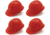 Pyramex Cap Style 6 Point Snap Lock Suspension Hard Hats Red, Pack of 4
