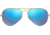 Ray-Ban Aviator Large Metal RB3025 Sunglasses, Matte Gold Frame, Crystal Green Mirror/Multi Blue Lenses, RB3025-112-17-5514