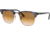 Ray-Ban RB3016 Clubmaster Sunglasses, Spotted Brown/Blue Frame, Clear Gradient Brown Lenses, RB3016 125651-51