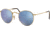 Ray-Ban ROUND METAL RB3447N Sunglasses 001/9O-50 - Shiny Gold Frame, Light Blue Flash Lenses