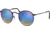 Ray-Ban Round Metal Sunglasses - Mens, Shiny Black Frame, Mirror Gradient Blue 50 mm Lenses, RB3447-002-4O-50