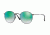 Ray-Ban Round Metal Sunglasses - Men's, Shiny Black Frame, Mirror Gradient Green 53 mm Lenses, RB3447-002-4J-53