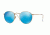 Ray-Ban Round Metal Sunglasses - Men's, Gold Frame, Blue mirror 50 mm Lenses, RB3447-112-4L-50