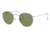 Ray-Ban Round Metal Sunglasses - Men's, Silver Frame, Green Bottle 50 mm Lenses, RB3447-91984E-50