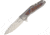 Reate Knives K3 Framelock Mokuti Folding Knife, 4in Satin Cts-204P SS Drop Point, Gray Titanium Handle, Pocket Clip, Mokuti Handle Inlay, Black Nylon Case, K3DPSM