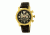 Mens Alpin Watch,45mm,Black Dial,Gold Bezel,Black Leather Strap