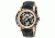 Reign Mens Stavros Automatic Skeleton Dial Crocodile-Embossed Leather Strap Watch Black Bezel, Rose Gold/Circle-shaped Case, Black/analog Dial, Rose Gold Hands REIRN3706