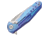 Rike Knife Thor 4 M390 Blade Framelock Folding Pocket Folding Knife, 2.5in Satin Bohler M390 SS Drop Point, Blue Anodized Titanium Handle, Pocket Clip, Brown Leather Sleeve, THOR4S-BLUE