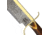 Rough Rider Gold Star Bowie Knife, 19.5in Overall, 14.5in Damascus Steel Clip Point Blade, Brown Bone Handle, Brass D-Guard, Brown Leather Sheath, RR1942