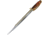 Rough Rider Gold Star Bowie Knife, 19.5in Overall, 14.5in Damascus Steel Clip Point Blade, Brown Bone Handle, Brass D-Guard, Brown Leather Sheath, RR1942