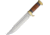 Rough Rider Stacked Leather Bowie Knife, 16.75in Overall, 11in Satin SS Clip Point Blade, Brass Guard, Stacked Leather And Black Pakkawood Handle, Leather Sheath, RR2006 / SM1075