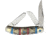 Rough Rider Old Southwest Sowbelly Stockmn Folding Knife, Mirror finish stainless clip, sheepsfoot, and spey, Red and blue stone handle with southwest style nic, KB302R / RR1753