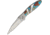 Santa Fe Stoneworks Custom Kershaw Leek A/O Folding Knife, 4in Closed, 3in Bead Blast SS Blade, Mother Of Pearl, Turquoise, Lava Rock Handle w/Bead Blast SS Back Handle, 1660TURQ, LAVA, PEARL