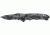 Mini Push Button Lock Folding Knife Partially Serrated Drop Point Blade, Black / Silver, Medium
