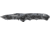 Mini Push Button Lock Folding Knife Partially Serrated Tanto Blade, Black / Silver, Medium