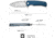 SENCUT Skarnax Flipper/thumb Stud Folding Knife 3.79inch Satin 9cr18mov Drop Point Plain Edge Blade, Blue Canvas Micarta Handle - S24025-3
