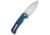 SENCUT Skarnax Flipper/thumb Stud Folding Knife 3.79inch Satin 9cr18mov Drop Point Plain Edge Blade, Blue Canvas Micarta Handle - S24025-3