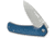 SENCUT Skarnax Flipper/thumb Stud Folding Knife 3.79inch Satin 9cr18mov Drop Point Plain Edge Blade, Blue Canvas Micarta Handle - S24025-3