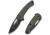 SENCUT Squiggy Flipper &amp; Thumb Hole &amp; Button Lock Knife Black / Green G10 Handle - S24082A-2