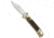 SKM 8 Italian Automatic Folding Knife, 3.25in, Stainless Steel, Clip Point Blade, Stag, Brown Handle, Brown/Steel, 7.75 inch, BHQ-81503