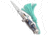 SKM Italian Stiletto Keychain, 1.125in, Stainless Steel, Spear Point Blade, Acrylic, Marble/Teal Handle, Marble/Teal/Gray, 2.75 inch, BHQ-102943