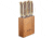 Smith's Sharpeners Cabin and Lodge Steak Set, 9in Overall, 4.5in Hammered Finish 420 SS Blade, Imitation Stag Handle, Storage Block, Set Of Six, 51033