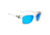 Strike King Plus Platte Sunglasses, Shiny Crystal Clear Frame, Multi Layer White Blue Mirror, Gray Base Lens, SG-SKP460