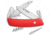 Swiza D05 Swiss Button Lock Folding Knife, D05 Swiss Button Lock, 3.75in Closed, 2.75in Mirror 440 SS Blade, Red Rubberized Handle, Thumb Pull, KNI.0050.1000