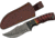Rite Edge Buffalo Horn/Twisted w/Sheath Fixed Blade Knife, 4in, Damascus, Red/Black Wood, DM1288