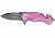 Tac Force Dragon Strike A/O Fold Knife, black coated HC steel blade, Pink anodized Alum. handle TF686PE