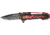 Tac Force Motorcycle Lock Fold Knife, black SS PS blade, red flames and chain overlay trim TF628RD