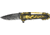 Tac Force Motorcycle Lock Fold Knife, black SS PS blade, yellow flames and chain overlay TF628YL