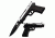 TAC Force Pistol Folding Handle 4.5in Knife, Silver/Black TF 771SB